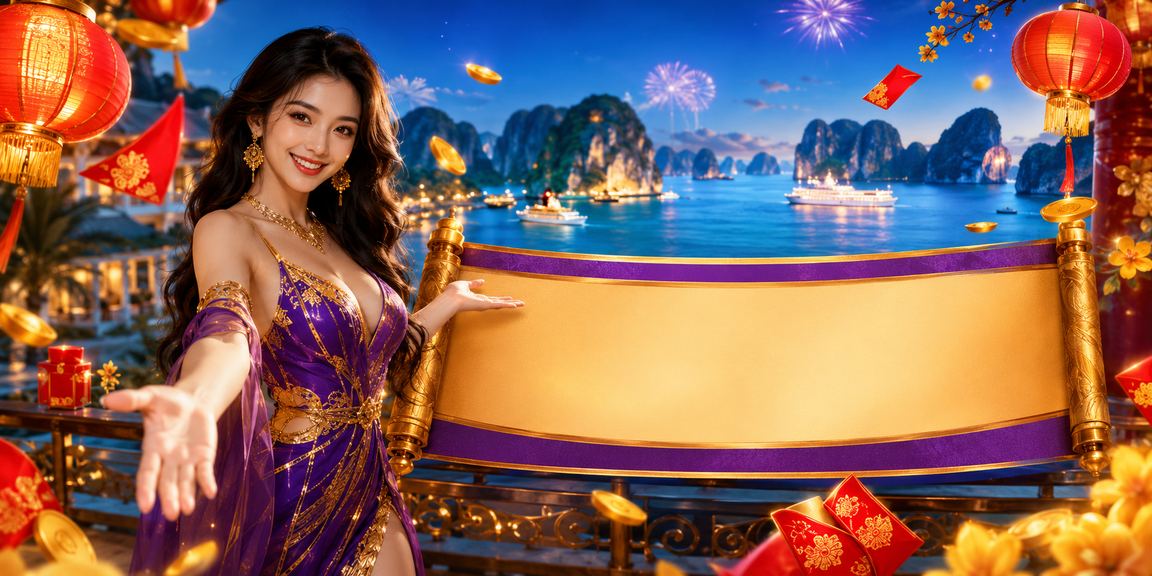 Phong bì đỏ may mắn và đèn lồng truyền thống tại vịnh Hạ Long