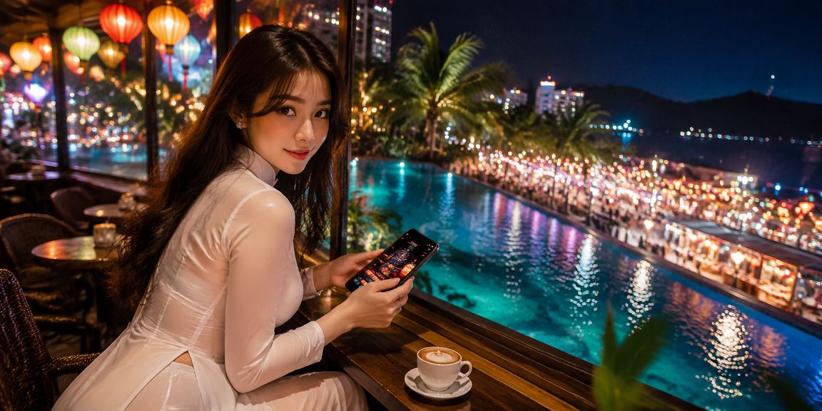 Phụ nữ áo dài tham gia cá cược trực tuyến tại bờ biển Nha Trang